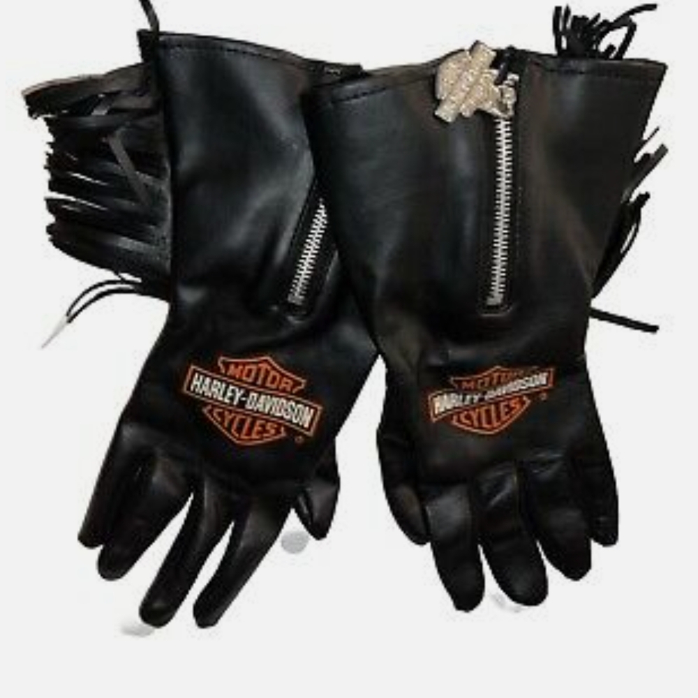 Harley-Davidson Black Motorcycle Gloves with Gauntlet Design